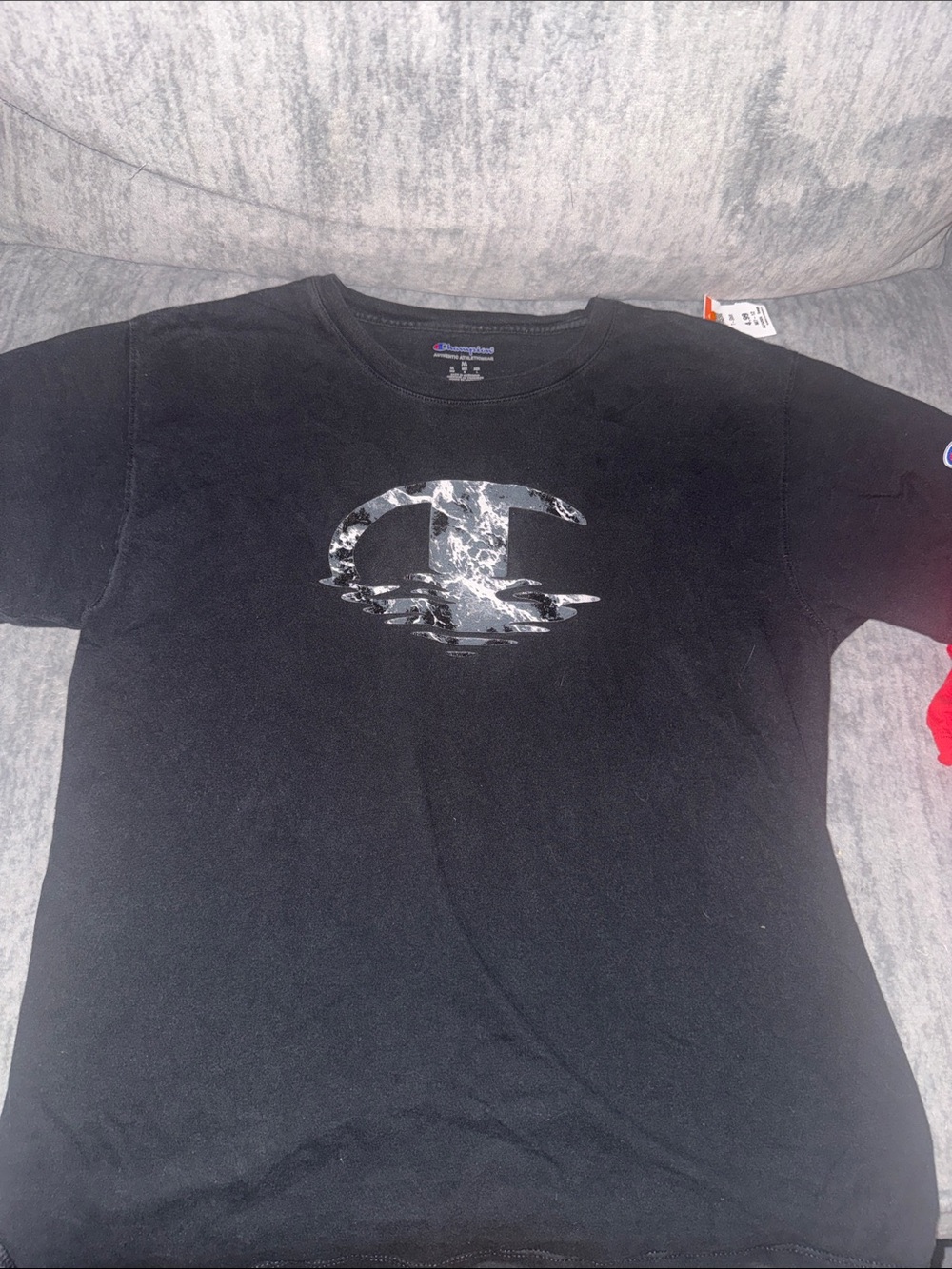 Champion Black Tee with Reflective Marble C Logo